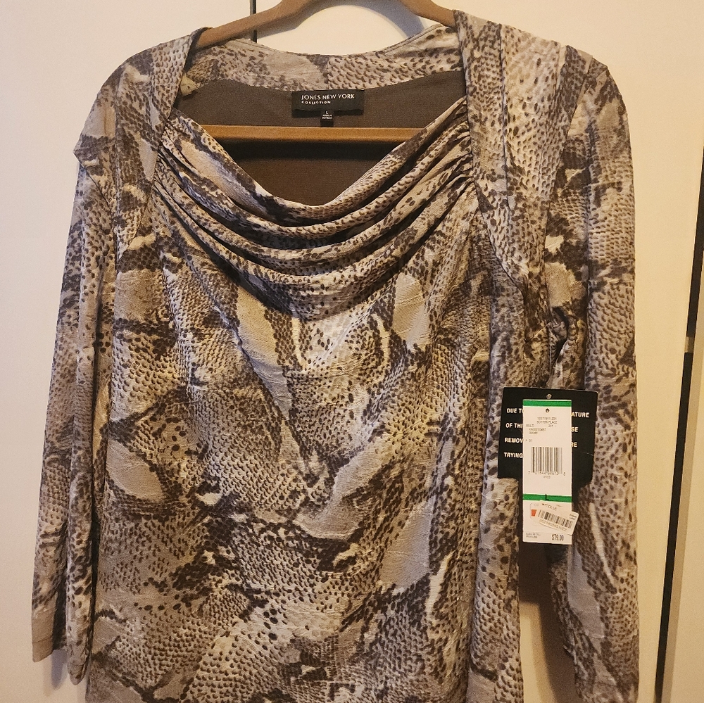 Tan and brown blouse